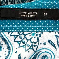 مملوكة مسبقًا قميص إيترو قطن مطاطي أزرق بطباعة بيزلي أزرق مقاس صغير (سمول)