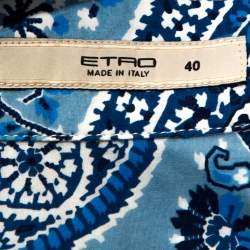 Etro Blue Paisley Print Stretch Cotton Shirt S