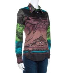 Pre Owned Etro Multicolor Gradient Printed Stretch Cotton Shirt S