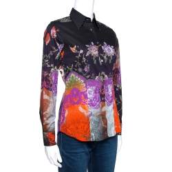 Pre Owned Etro Multicolor Abstract Floral Print Stretch Cotton Shirt S