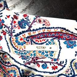Pre Owned Etro White Floral Paisley Print Stretch Cotton Shirt S