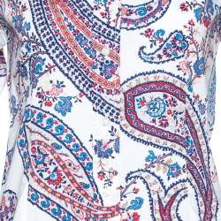 Pre Owned Etro White Floral Paisley Print Stretch Cotton Shirt S