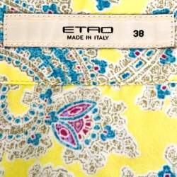 Pre Owned Etro Lemon Yellow Paisley Print Stretch Cotton Shirt S
