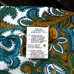 Pre Owned Etro Green & Blue Paisley Print Stretch Cotton Shirt S