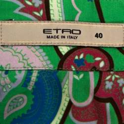 Etro Green Floral Paisley Print Stretch Cotton Shirt S