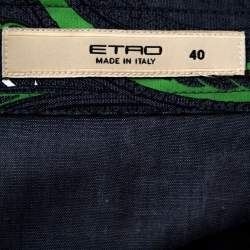 Pre Owned Etro Blue Paisley Print Stretch Cotton Chambray Shirt S