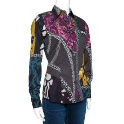 Pre Owned Etro Multicolor Floral Patch Print Stretch Cotton Shirt S
