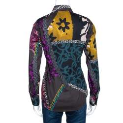 Pre Owned Etro Multicolor Floral Patch Print Stretch Cotton Shirt S