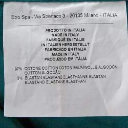 Pre Owned Etro Jade Green Stretch Cotton Cuffed Hem Tailored Trousers L