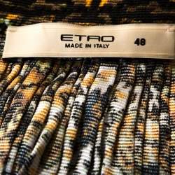 Etro Multicolor Panelled Print Silk Pleated Tunic Top L