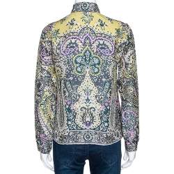 Pre Owned قميص إيترو أكمام طويلة حرير طباعة بيزلي زهور متعدد الألوان M