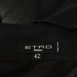 مملوكة مسبقًا قميص إيترو حرير أسود مطرز يدويًا ومزين مقاس متوسط - ميديوم