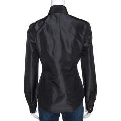 مملوكة مسبقًا قميص إيترو حرير أسود مطرز يد ويًا ومزين مقاس متوسط - ميديوم