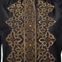 مملوكة مسبقًا قميص إيترو حرير أسود مطرز يدويًا ومزين مقاس متوسط - ميديوم