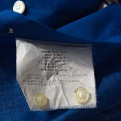 Pre Owned Etro Blue & White Paisley Print Stretch Cotton Shirt M