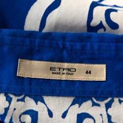 Pre Owned Etro Blue & White Paisley Print Stretch Cotton Shirt M