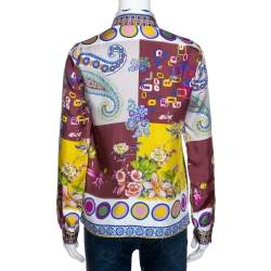 Pre Owned قميص إيترو حرير مطبوع بأكمام طويلة مقاس صغير - سمول