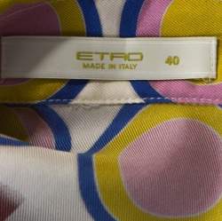 Pre Owned قميص إيترو حرير مطبوع بأكمام طويلة مقاس صغير - سمول