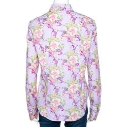 مملوكة مسبقًا Etro Mauve Floral Printed Cotton Button Front Fitted Shirt L