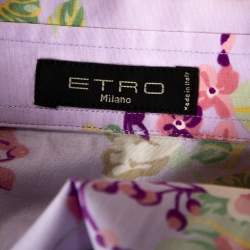 مملوكة مسبقًا Etro Mauve Floral Printed Cotton Button Front Fitted Shirt L