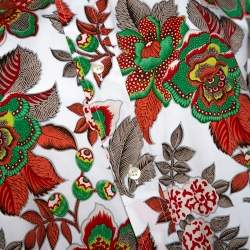 Pre Owned Etro White & Red Floral Printed Stretch Cotton Button Front Shirt M 