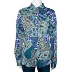 Etro Multicolor Stretch Cotton Multiprint Button Front Shirt XL