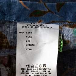 Pre Owned Etro Blue Floral Printed Linen Button Front Shirt L