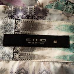 Etro Multicolor Abstract Printed Stretch Cotton Button Front Shirt L 
