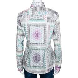 Etro Multicolor Abstract Printed Stretch Cotton Button Front Shirt L 