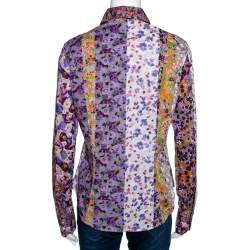 مملوكة مسبقًا قميص إيترو قطن سترتش بنفسجي مورد بأزرار أمامية مقاس كبير - لارج