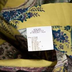 Pre Owned Etro Yellow Paisley Printed Stretch Cotton Button Front Shirt L
