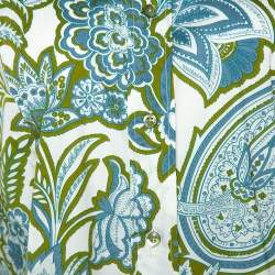 Pre Owned Etro Blue & Green Paisley Printed Stretch Cotton Button Front Shirt L