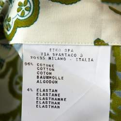 Pre Owned Etro Blue & Green Paisley Printed Stretch Cotton Button Front Shirt L