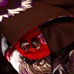 Pre Owned قميص إيترو قطن مطاطي بأزرار أمامية برتقالي وفوشيا مقاس كبير - لارج