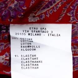 Pre Owned قميص إيترو قطن مطاطي بأزرار أمامية برتقالي وفوشيا مقاس كبير - لارج