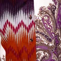 Pre Owned قميص إيترو قطن مطاطي بأزرار أمامية برتقالي وفوشيا مقاس كبير - لارج