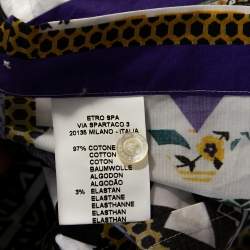 Pre Owned Etro Purple Tribal Paisley Printed Stretch Cotton Button Front Shirt L