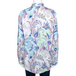 Etro Multicolor Paisley Printed Stretch Cotton Button Front Shirt L