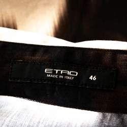 Pre Owned قميص إيترو قميص قطن كم طويل طباعة بيزلي تجريدي بني مقاس كبير - لارج