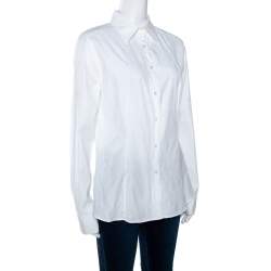 Pre Owned قميص إيترو أبيض بيزلي قطن منسوج بأزرار أمامية مقاس كبير - لارج