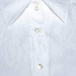 Pre Owned قميص إيترو أبيض بيزلي قطن منسوج بأزرار أمامية مقاس كبير - لارج