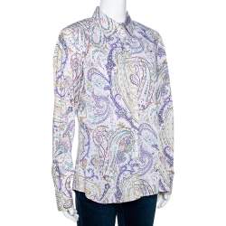 Pre Owned قميص إيترو قطن مطبوع بيزلي مخطط متعدد الألوان مقاس كبير - لارج