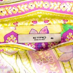 Pre Owned قميص إيترو قطن أصفر مطبوع بيزلي زهور بأزرار أمامية مقاس كبير - لارج