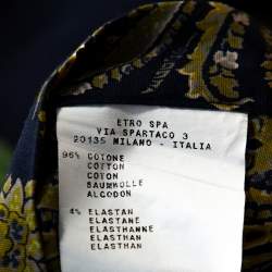 Pre Owned Etro Navy Blue Ikat Paisley Print Stretch Cotton Shirt M