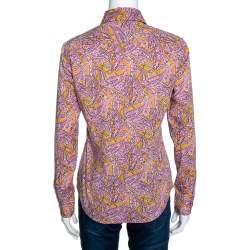 مملوكة مسبقًا قميص إيترو قطن مطبوع بيزلي أصفر مستردة ووردي مقاس متوسط - ميديوم