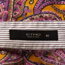 مملوكة مسبقًا قميص إيترو قطن مطبوع بيزلي أصفر مستردة ووردي مقاس متوسط - ميديوم