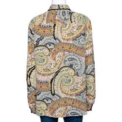 Pre Owned Etro Multicolor Paisley Printed Silk Button Front Shirt L