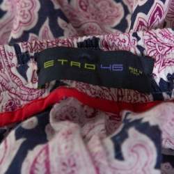 Pre Owned Etro Pink Paisley Print Linen Elasticized Waist Pants L