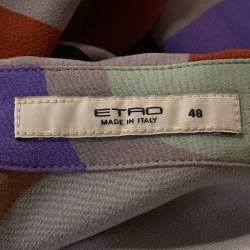 مملوكة مسبقًا Etro Multicolor Abstract Printed Silk Crepe Button Front Shirt L