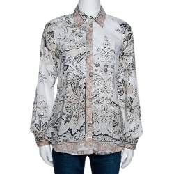 Etro Beige Paisley Print Stretch Cotton Long Sleeve Shirt M